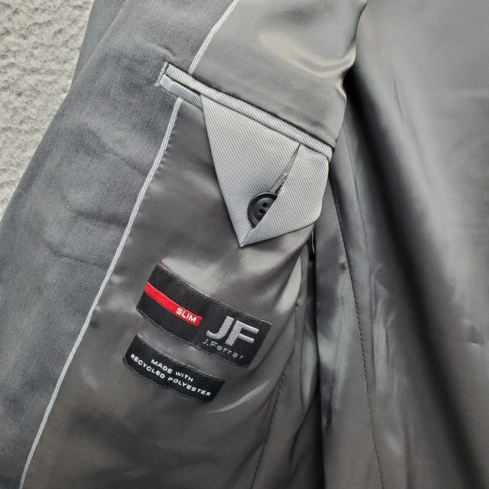 J.Ferrar Blazer Men 36 Gray Ultra Comfort Slim Wrinkle Recovery Double Vent Back